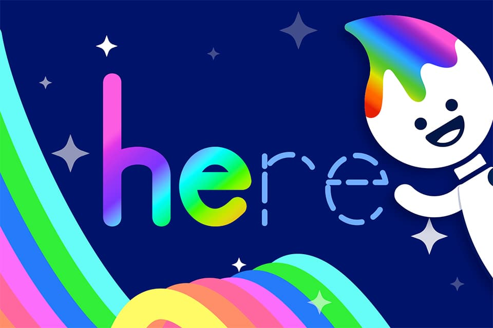 Rainbow Traceables: Sight Word “here”