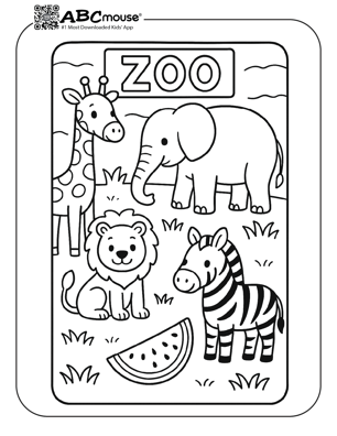 Free printable zoo animal coloring pages for kids from ABCmouse.com. 