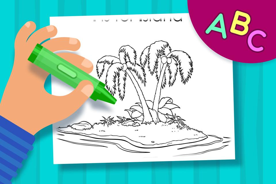 I is for Island – Online Coloring Page