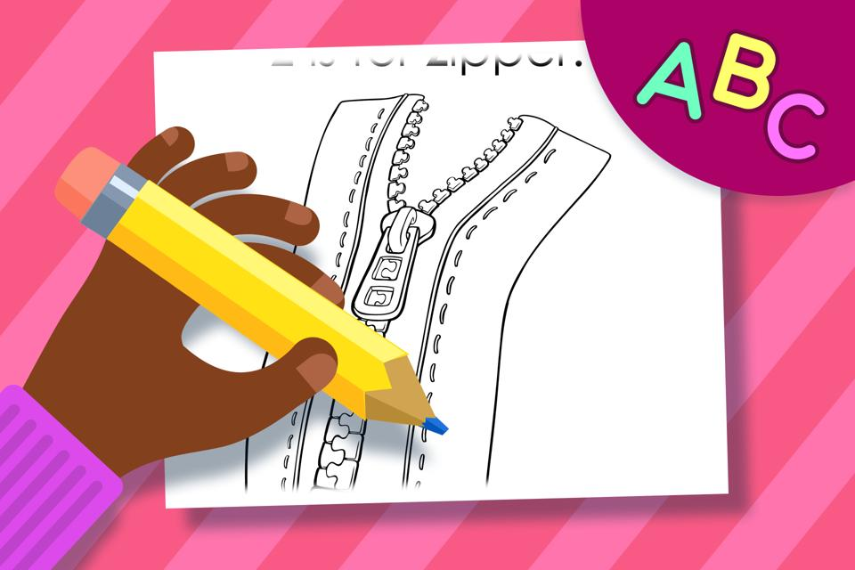 Z is for Zipper – Online Coloring Page