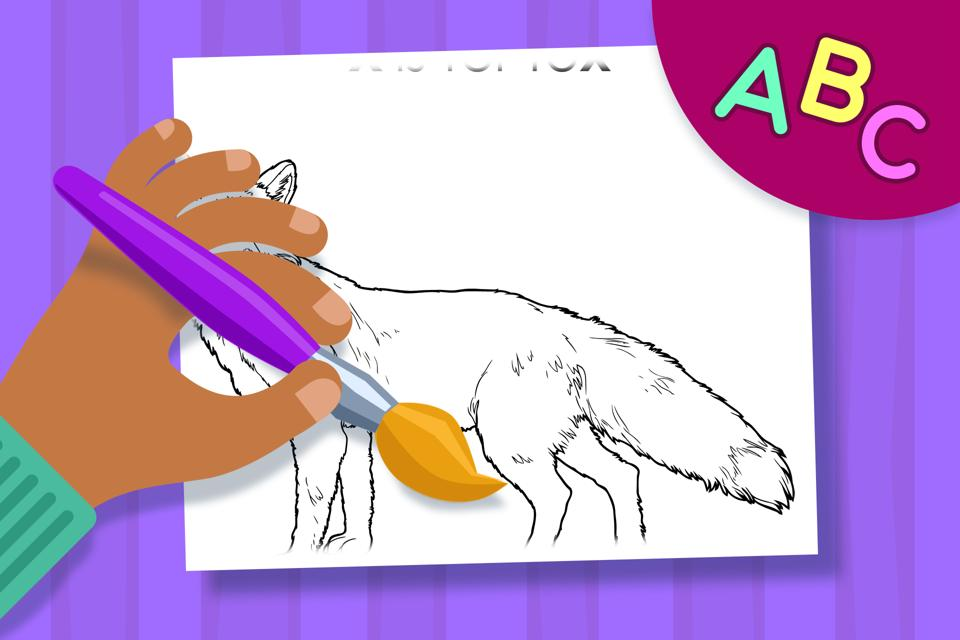 F is for Fox – Online Coloring Page