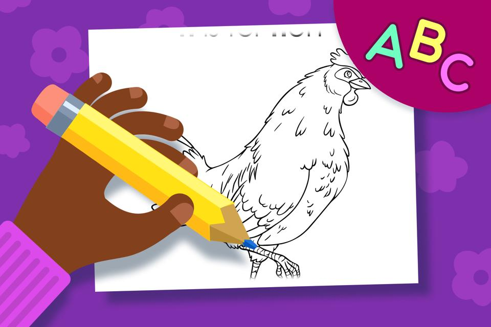 H is for Hen – Online Coloring Page