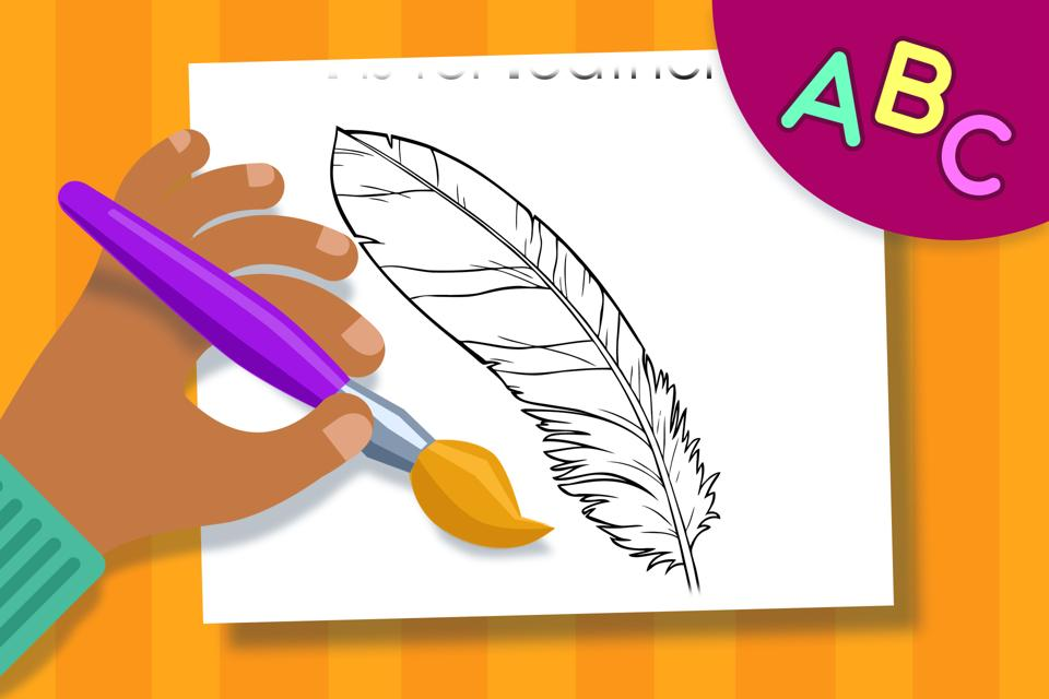 F is for Feather – Online Coloring Page