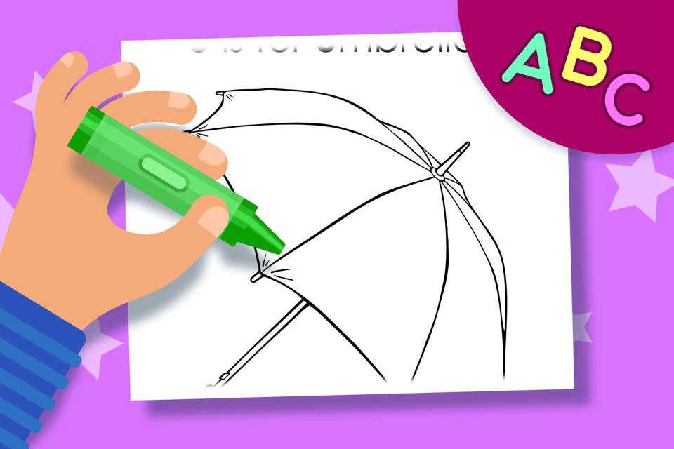 U is for Umbrella – Online Coloring Page