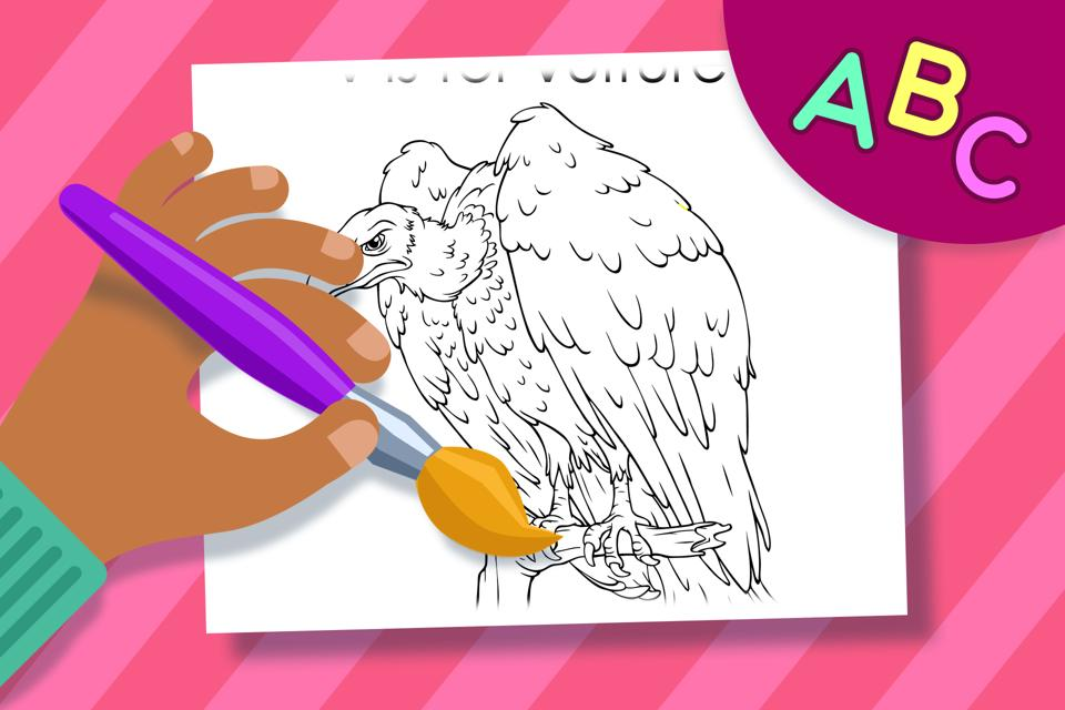 V is for Vulture – Online Coloring Page