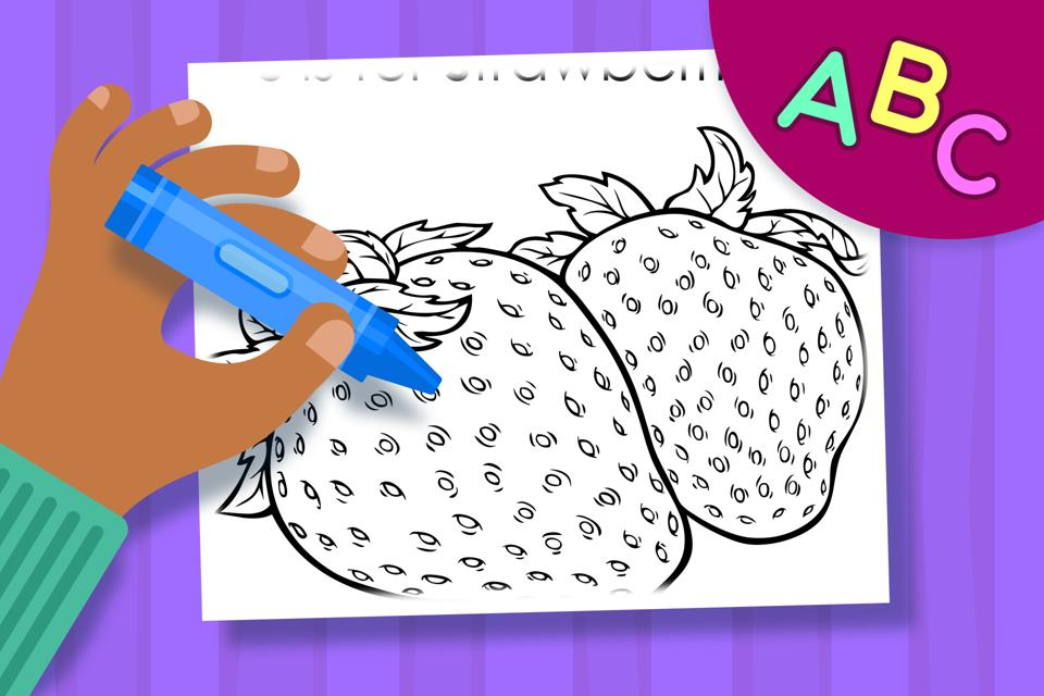 S is for Strawberry – Online Coloring Page