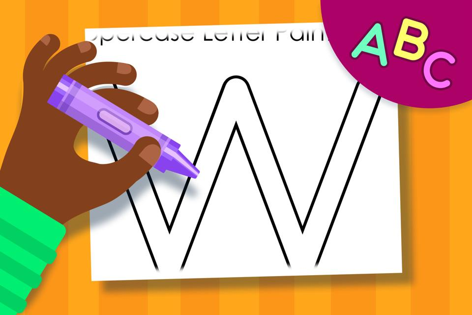 Uppercase Letter W – Online Coloring Page