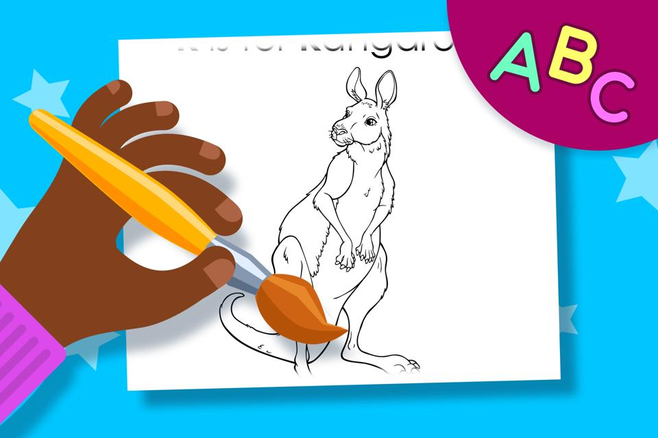 K is for Kangaroo – Online Coloring Page