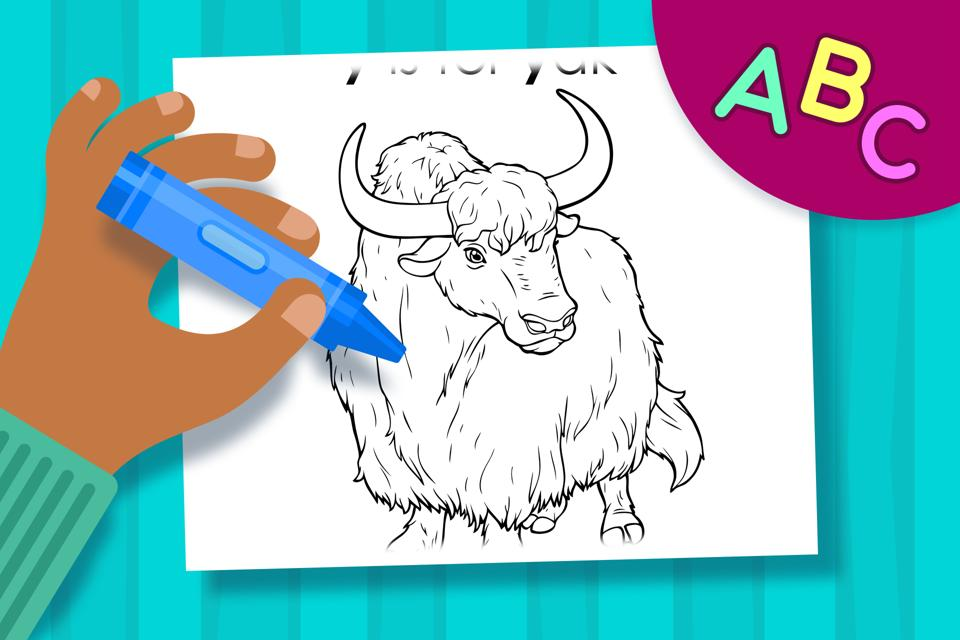 Y is for Yak – Online Coloring Page