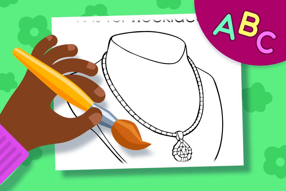 N is for Necklace – Online Coloring Page