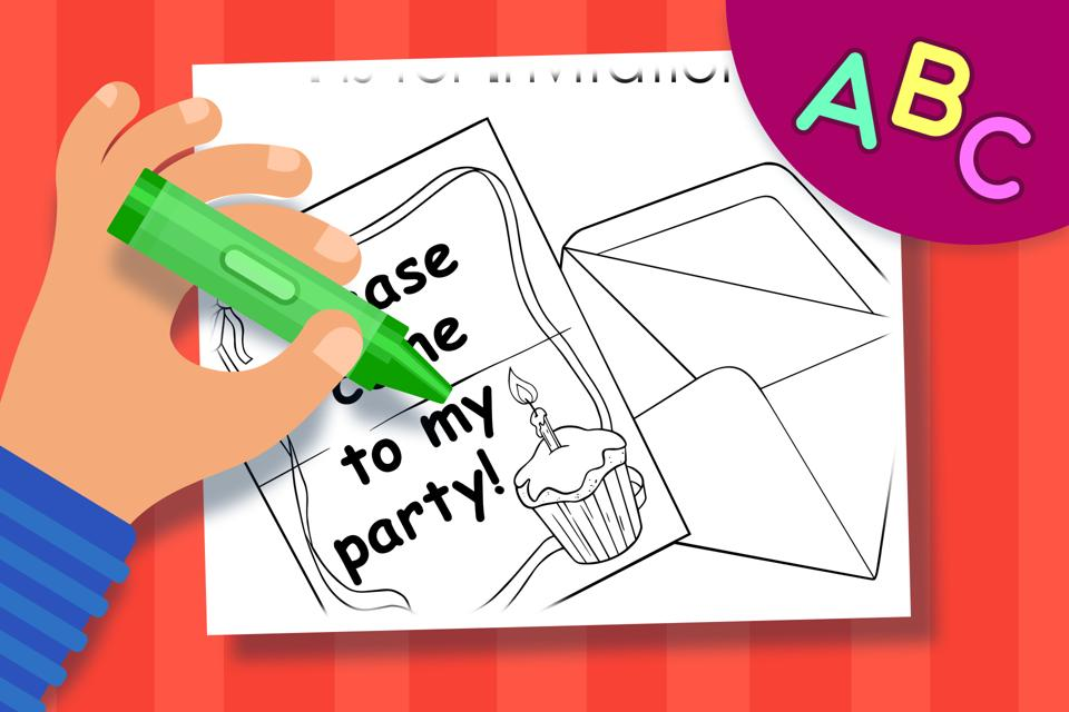 I is for invitation – Online Coloring Page