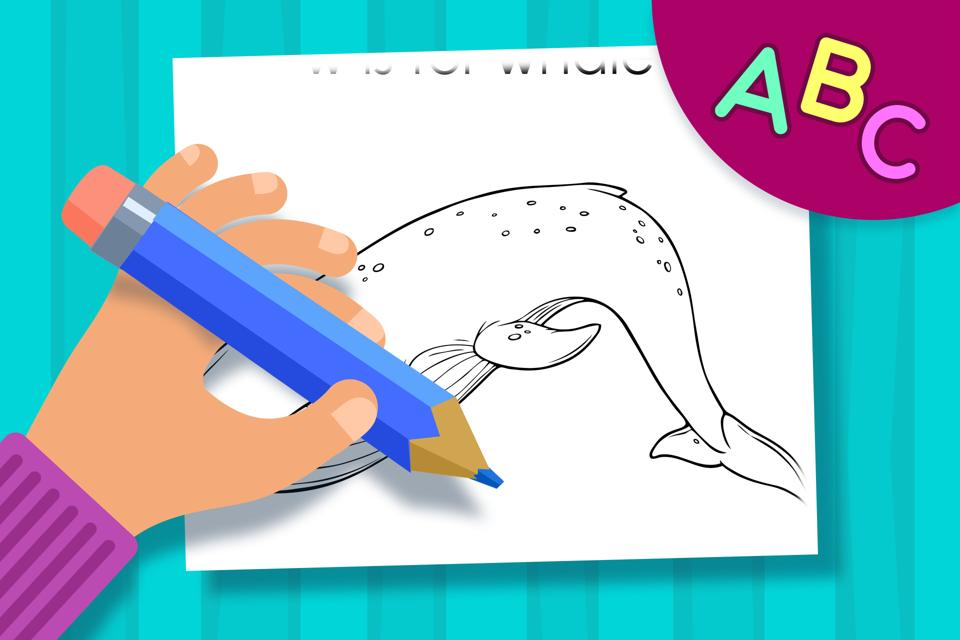 W is for Whale – Online Coloring Page
