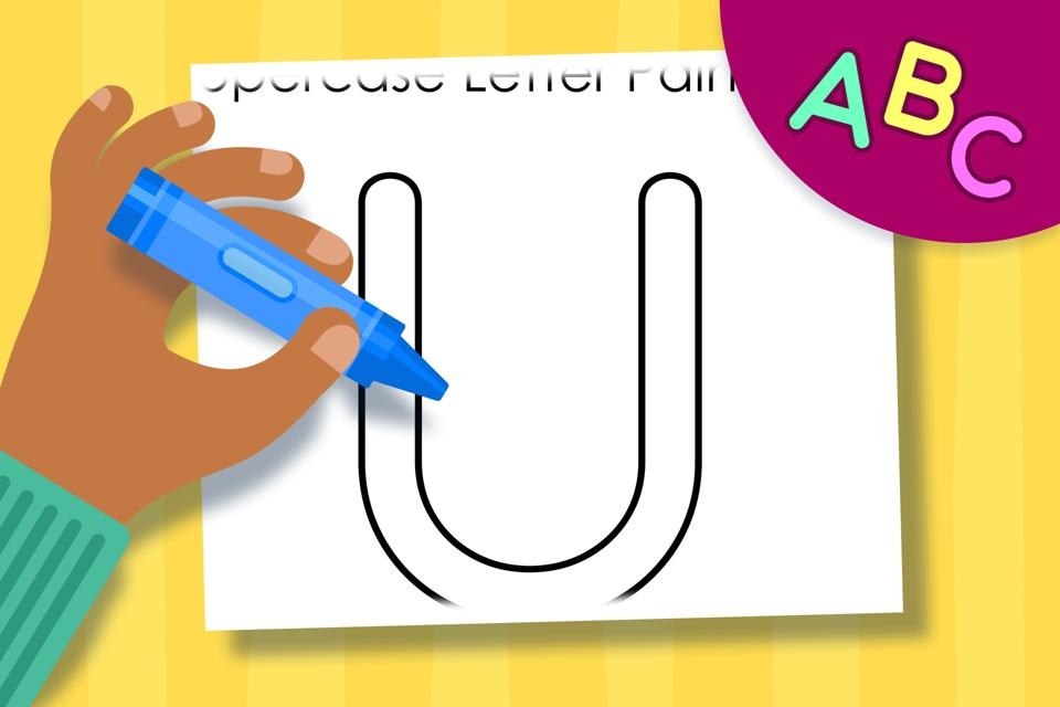 Uppercase Letter U – Online Coloring Page