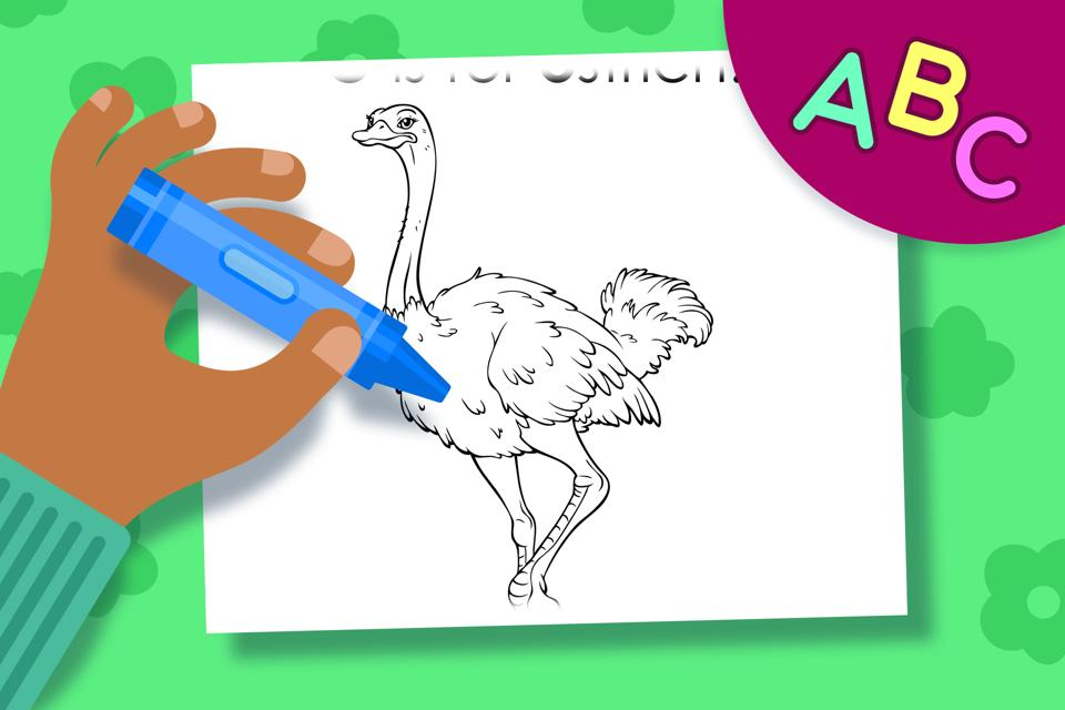 O is for Ostrich – Online Coloring Page