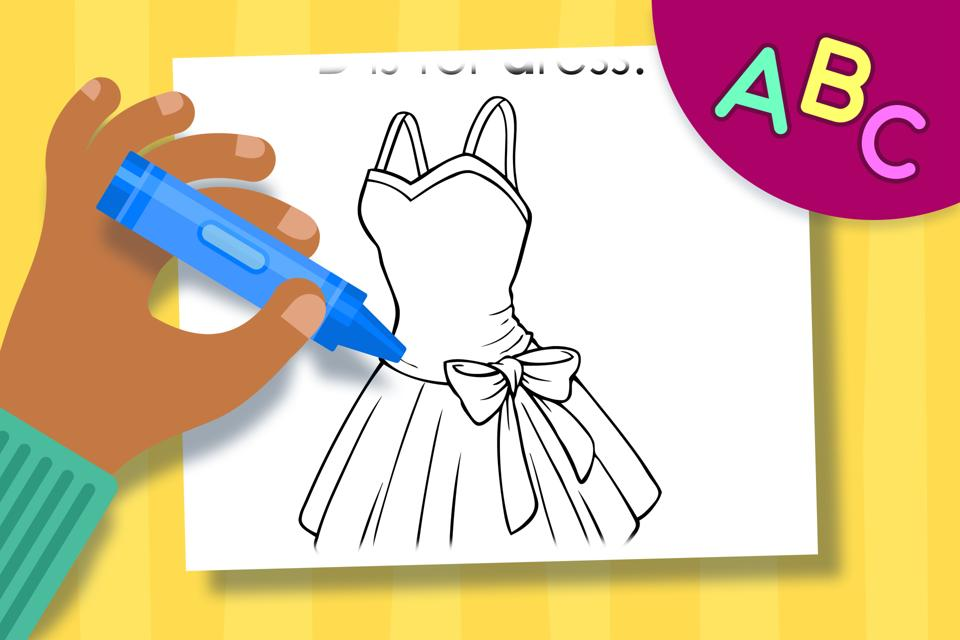 D is for Dress – Online Coloring Page