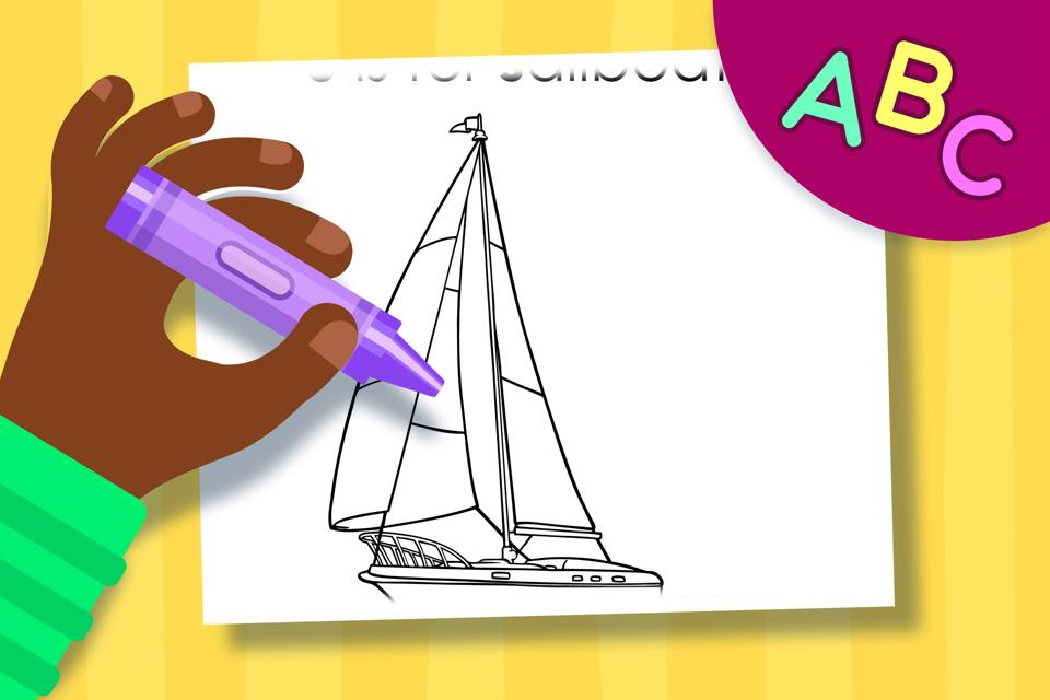 S is for Sailboat – Online Coloring Page