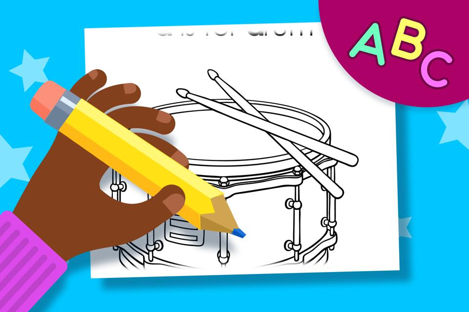 D is for Drum – Online Coloring Page