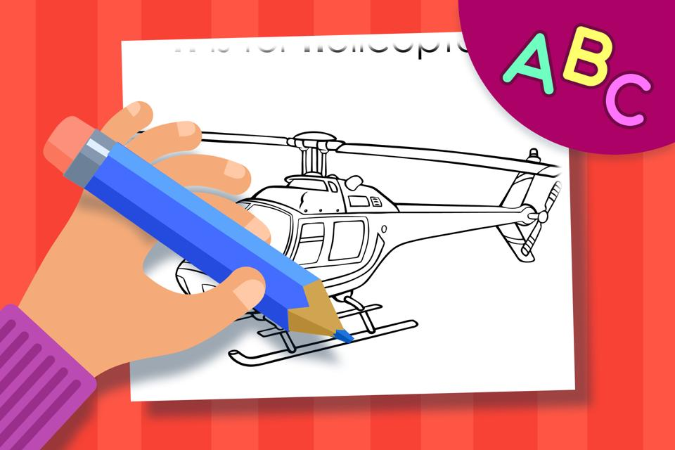 H is for Helicopter – Online Coloring Page
