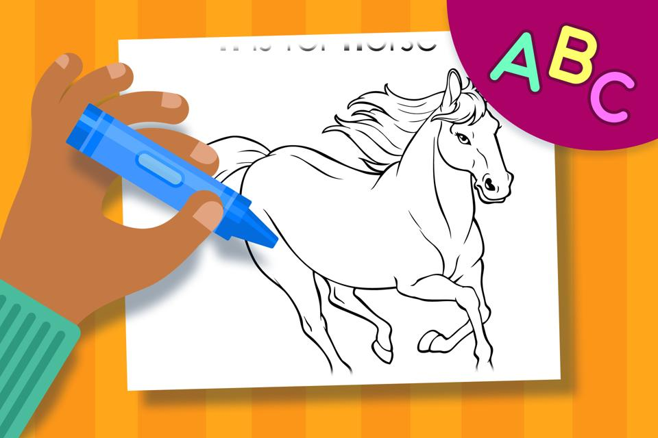 H is for Horse – Online Coloring Page