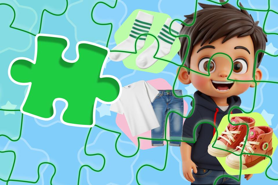 I get dressed by myself free online puzzle game for kids to play from ABCmouse.com. 
