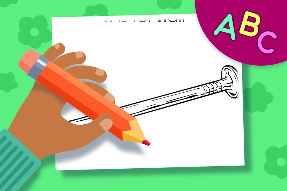 N is for Nail – Online Coloring Page
