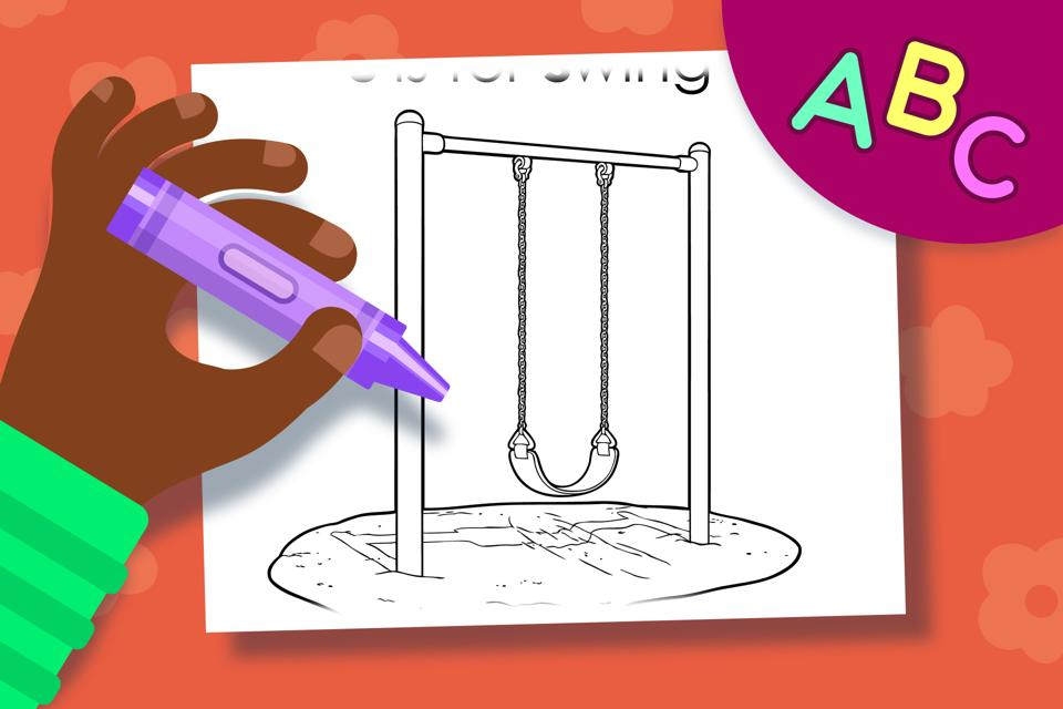 S is for Swing – Online Coloring Page