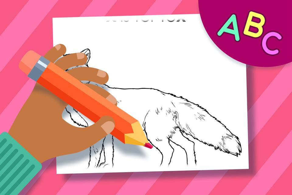 X is for Fox – Online Coloring Page