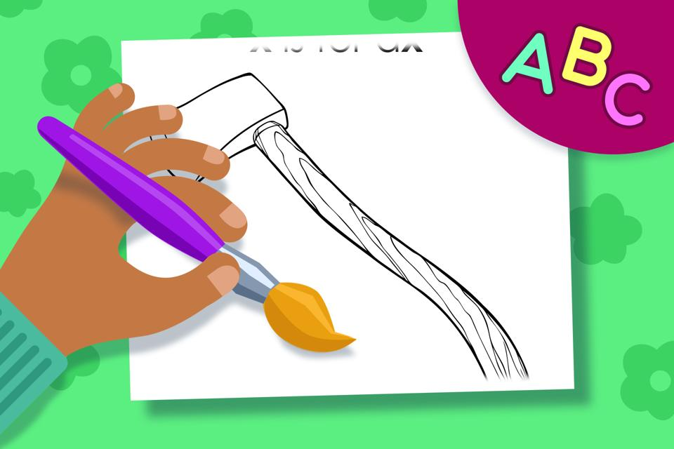 X is for Ax – Online Coloring Page