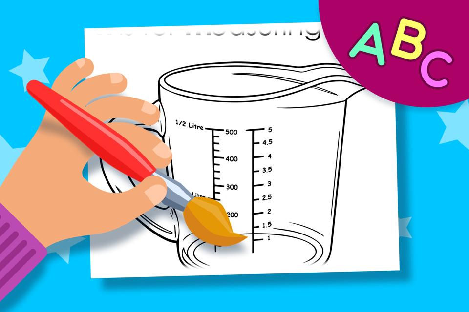 M is for Measuring Cup – Online Coloring Page