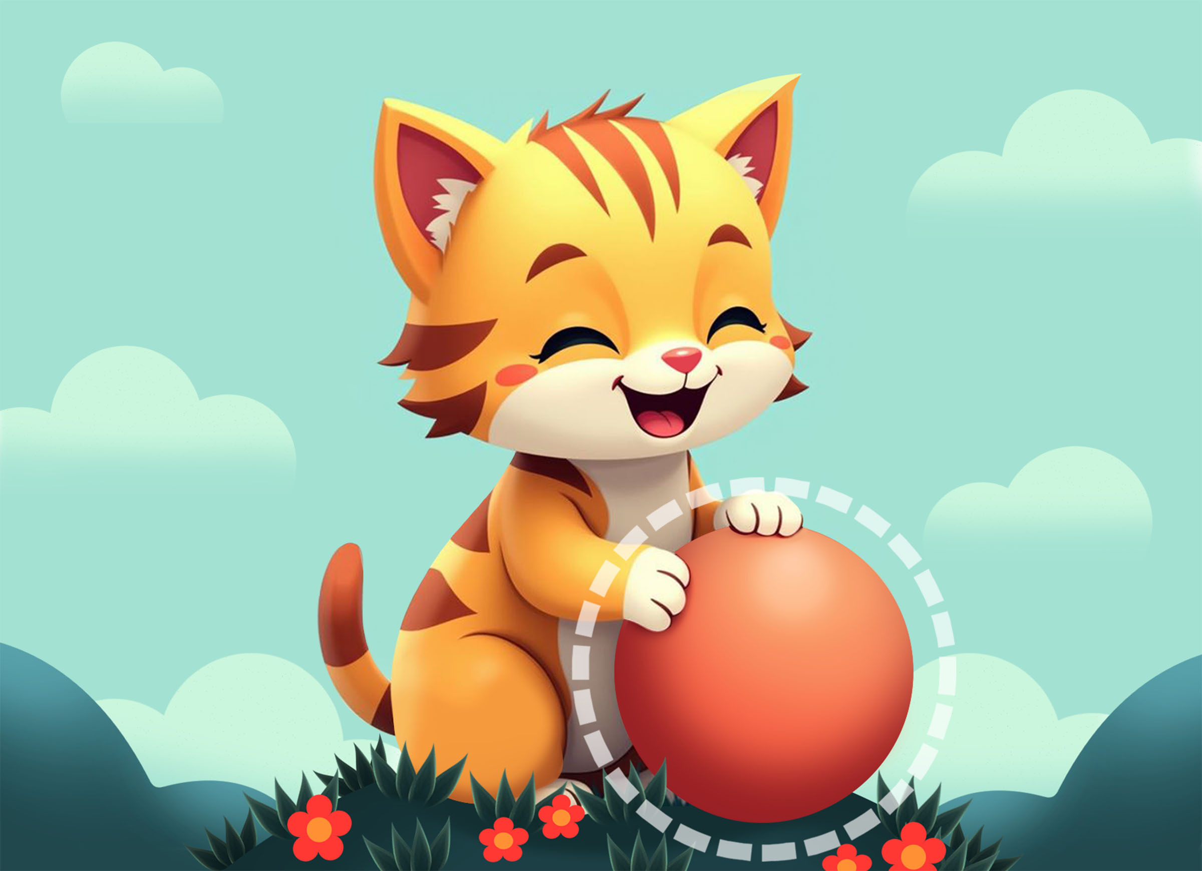 Circle Jigsaw Puzzle Kitten Ball