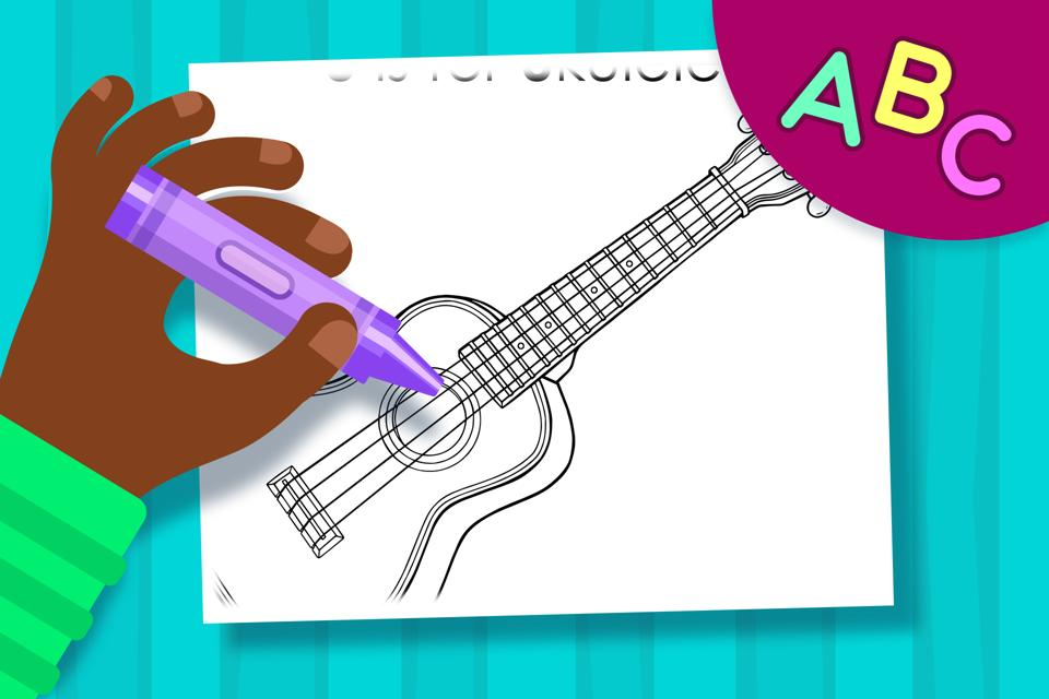 U is for Ukulele – Online Coloring Page