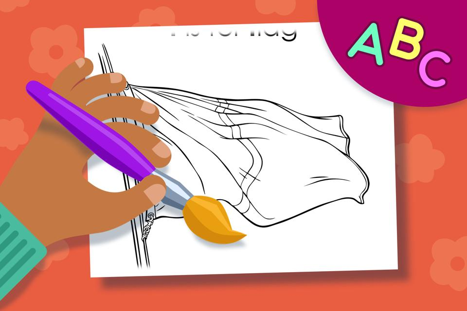 F is for Flag – Online Coloring Page