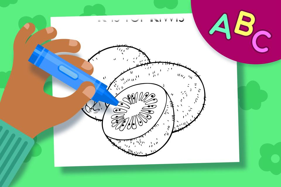K is for Kiwis – Online Coloring Page