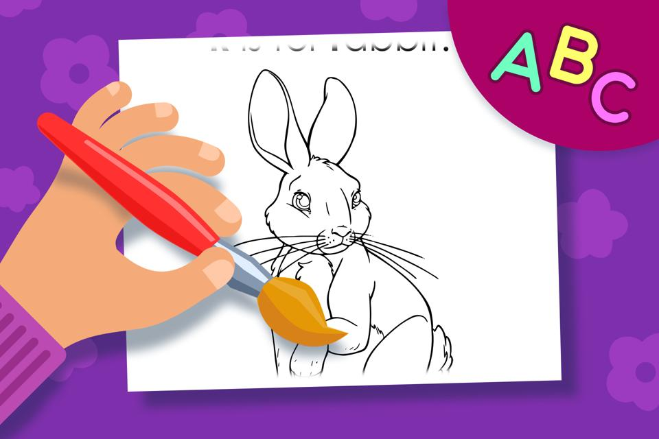 R is for rabbit online coloring page free for kids from ABCmouse.com. 