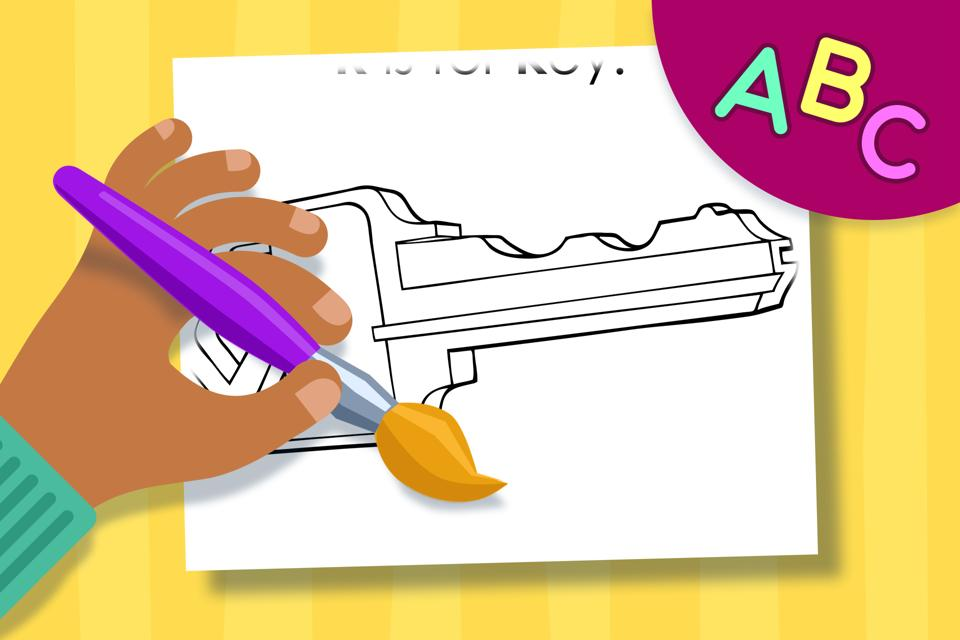 K is for Key – Online Coloring Page