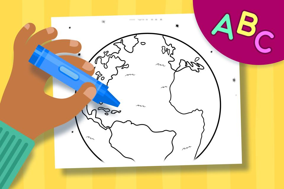 E is for Earth – Online Coloring Page