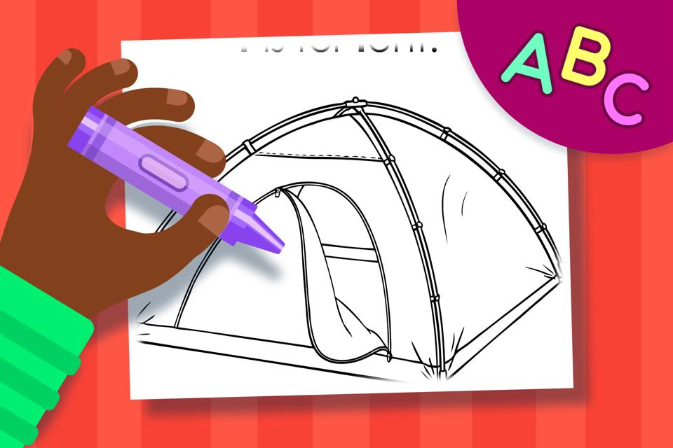 T is for Tent – Online Coloring Page