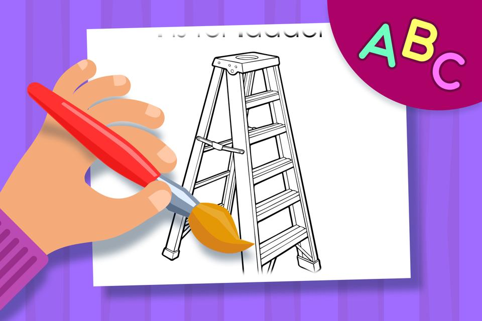 L is for Ladder – Online Coloring Page