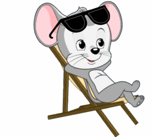 ABCmouse sitting in a sun chair soaking up the sun.