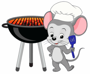 ABCMouse cooking on the barbeque. 