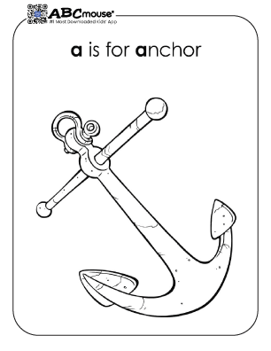 Letter A is for anchor fun free coloring page for kids from ABCmouse.com. 