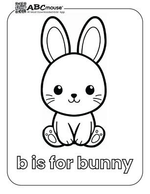 Free printable b is for bunny coloring page from ABCmouse.com. 
