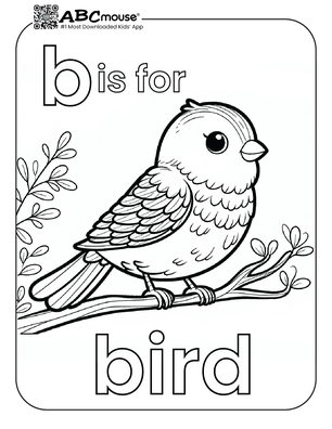 Free printable b is for bird coloring page from ABCmouse.com. 