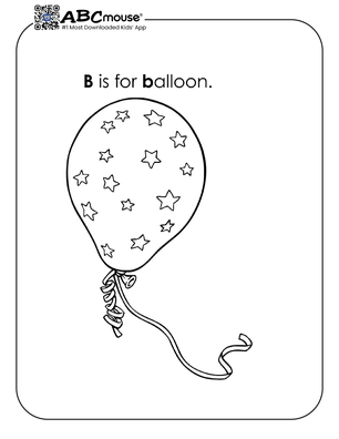 Free printable b is for balloon coloring page from ABCmouse.com. 