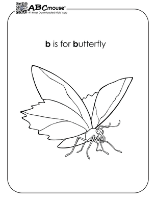 Free printable b is for butterfly coloring page from ABCmouse.com. 