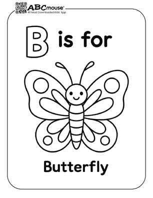 Free printable b is for butterfly coloring page from ABCmouse.com. 