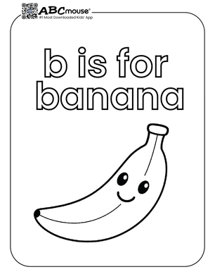 Free printable b is for banana coloring page from ABCmouse.com. 