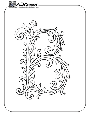 Free printable b is for fancy letter B coloring page from ABCmouse.com. 