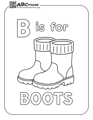 Free printable b is for boots coloring page from ABCmouse.com. 