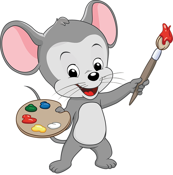 ABCmouse holding a paintbrush and paint pallet.